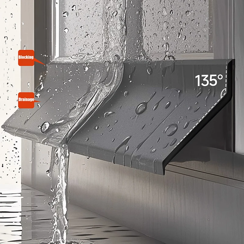 Barre de blocage d'eau pour fenêtre de maison, panneau clignotant de pluie, bord de fenêtre en alliage d'aluminium, déflecteur d'eau étanche, bande d'étanchéité