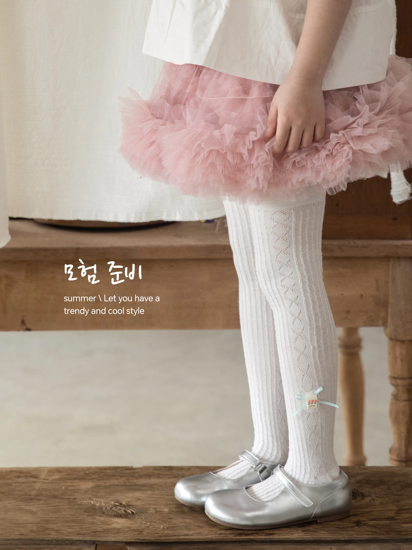 Lightweight girls Knitted Texture Bow Footed Tights Spring Summer Thin Girls Pantyhose Soft Breathable Layer Cute Toddler Tights view 2