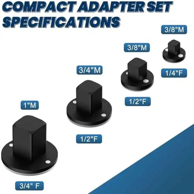 Low-Profile Impact Socket Adapter Set 3/4 to 1,1/2 to 3/4,3/8 to 1/2,1/4 to 3/8 Drive Ratchet Adapter 4 Pcs Socket Adapter Set