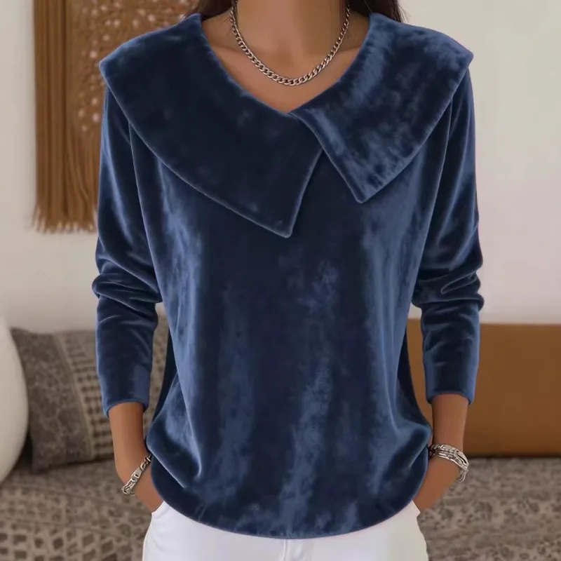 

Новый женский повседневный пуловер с воротником-стойкой, длинными рукавами, однотонный, разноцветный, из вельвета