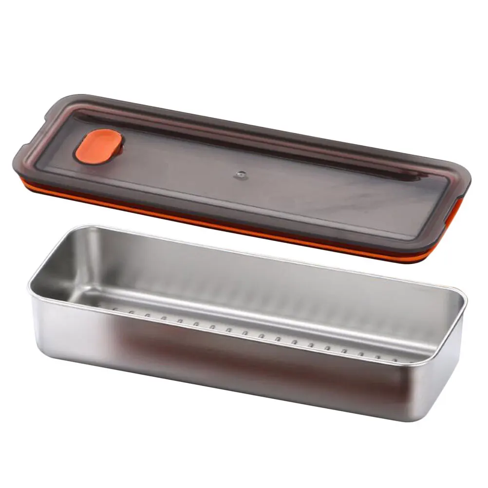 

Airtight Bacon Storage Container Refrigerator Stainless Steel Lid Meat Cheese Container Fridge Organizer