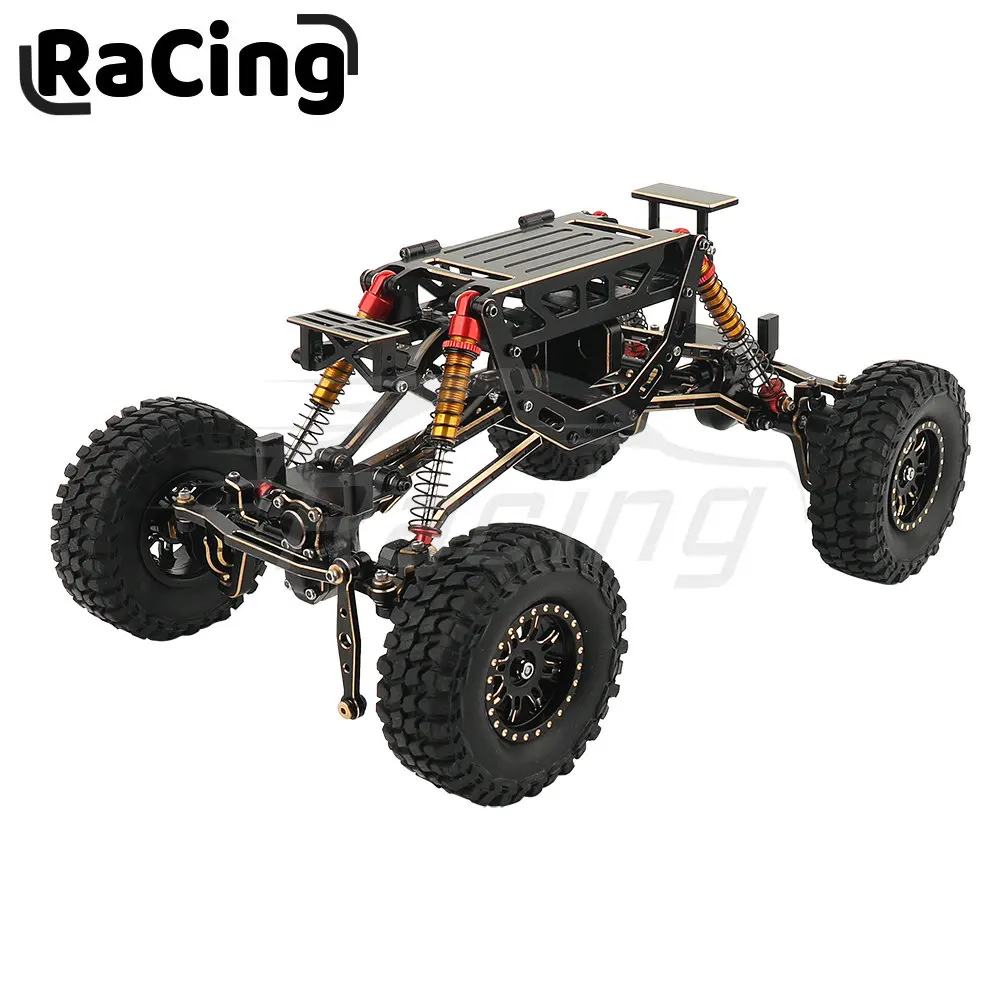 Brass Assembled Car Chasiss Frame Kit with Axles Wheels Bumper (optional) for 1/24 AX24 Car Truck Model RC Car Upgrade Parts