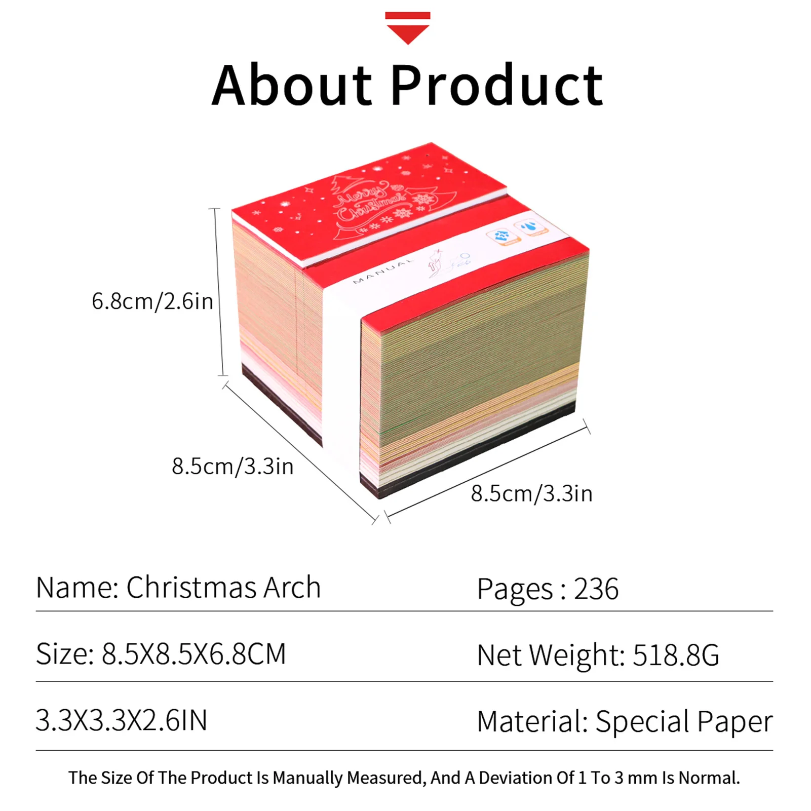 ปฏิทินชิ้นส่วนเวลา XMAS Arch 3d Desk ปฏิทินพร้อมไฟ LED มือฉีกขาดแผ่นบันทึกบันทึกบ้านขนาดเล็กเดสก์ท็อปตกแต่งคริสต์มาสของขวัญของขวัญ