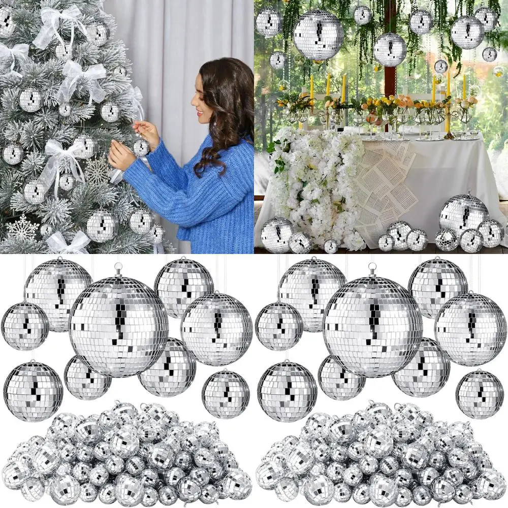 

Мини-зеркальные украшения в виде диско-шара, 200 шт. Маленькие серебряные подвесные украшения для тематических вечеринок 70-х, 80-х, 90-х, рождественских елок (6, 4 шт.)