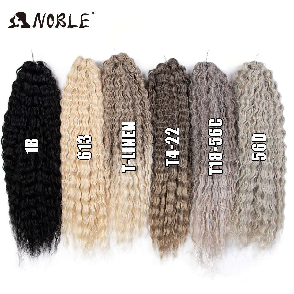 Noble-Cabello sintético para Cosplay, cabellera trenzada de ganchillo con ondas profundas, 24 pulgadas, degradado, Rubio, Rosa