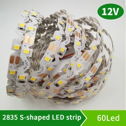 Taśma LED w kształcie litery S 12 V 2835 Elastyczne światło Ciepła biała taśma LED 60 diod LED / m 5 m Zakrzywione szczeliny Litera typu S