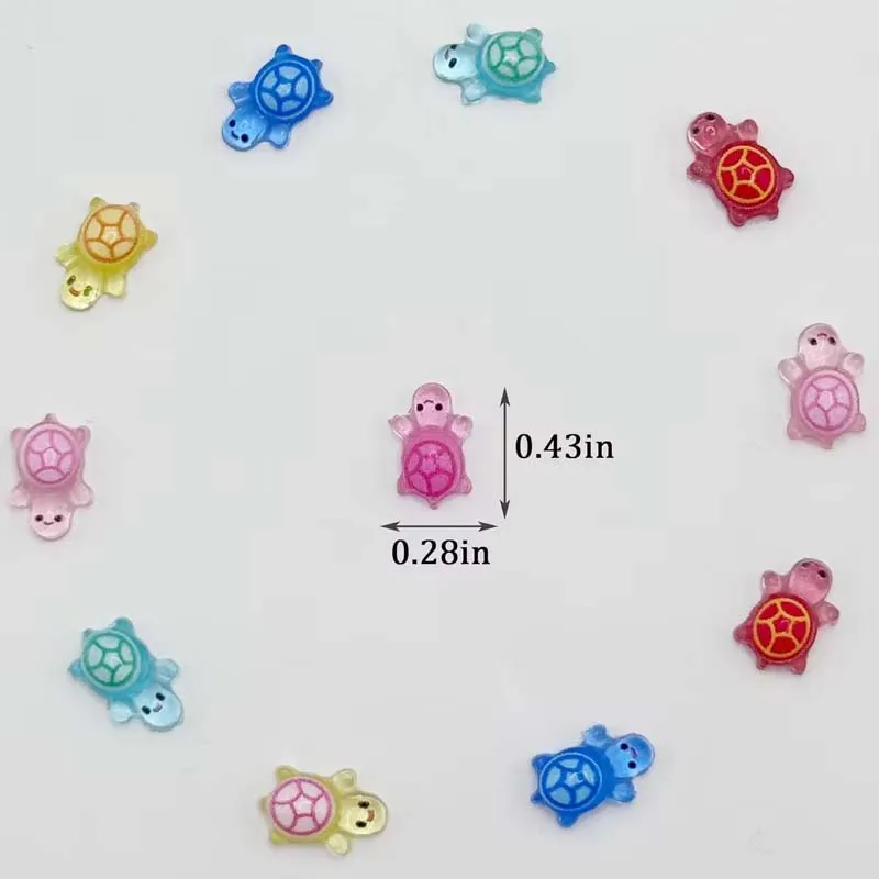 100pcs Miniature Sea Turtle Figurines,Luminous Mini Resin Tortoise Figures Multi-Color Tiny Toys Glow In The Dark