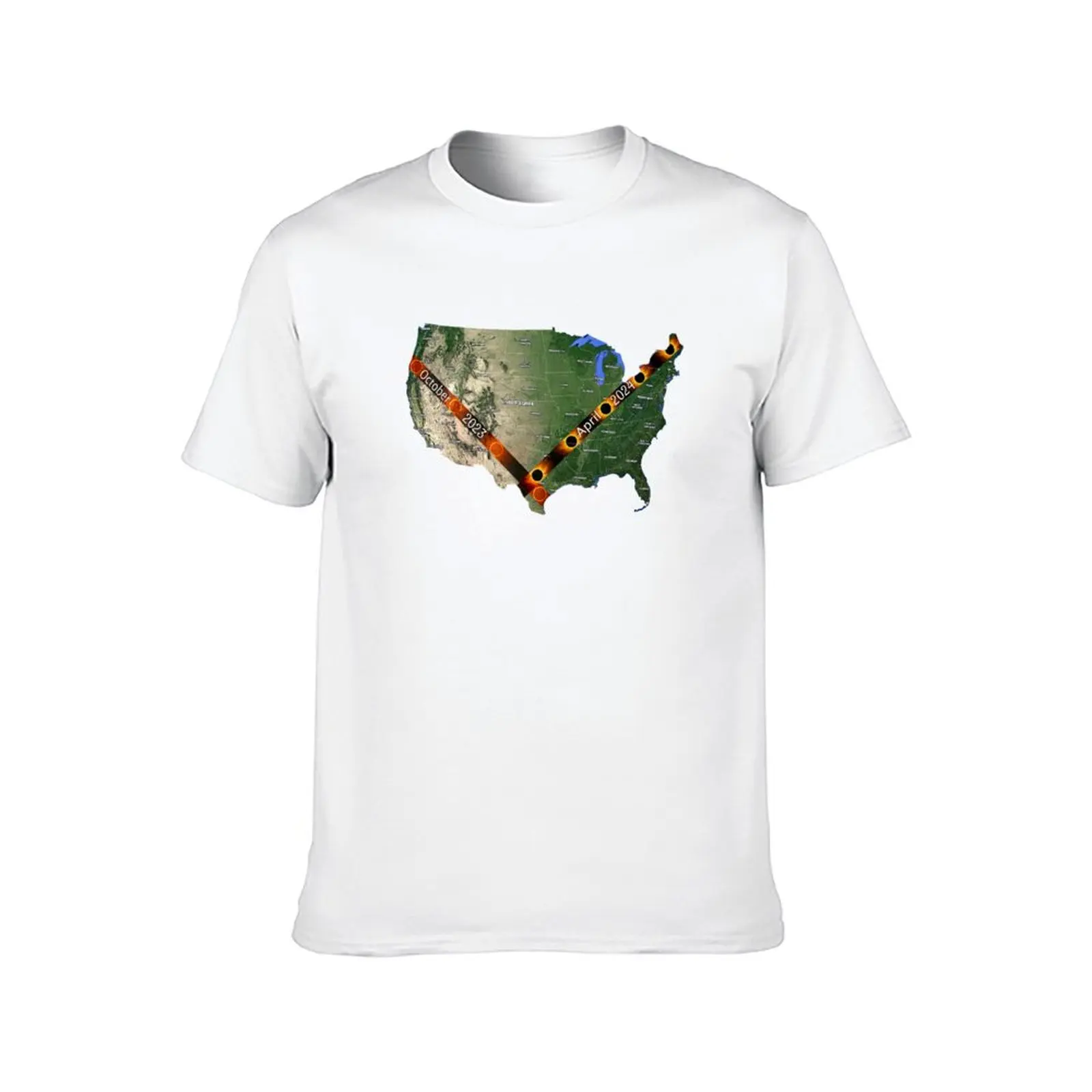 الولايات المتحدة الأمريكية الكسوف الشمسي الحلقي 2023 وإجمالي الكسوف الشمسي 2024 مسارات تي شيرت مطبوعة تي شيرت للرجل تي شيرت #2