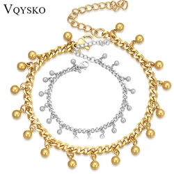 VQYSKO Retro Style Golden Ball Bracelet Steel Ball Pendant Splicing Tassel  Bangle New Mom Gift  Perfect for Her