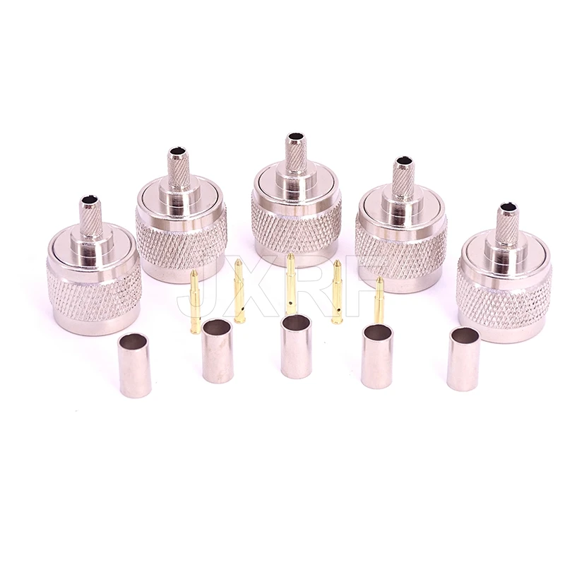 10pcs N type RF Coaxial Connector 50-3 N-Type Male Connector Crimp for RG58 RG142 RG400 LMR195 cable