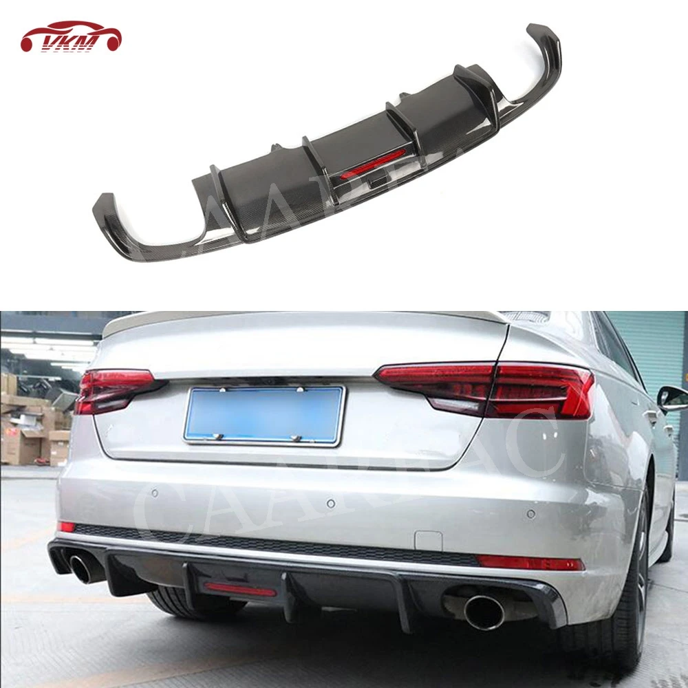 

Carbon Fiber Rear Lip Diffuser Spoiler With Lamp For Audi A4 S4 B9 Sline 2017 -2019 not For A4 Standard Bumper Guard