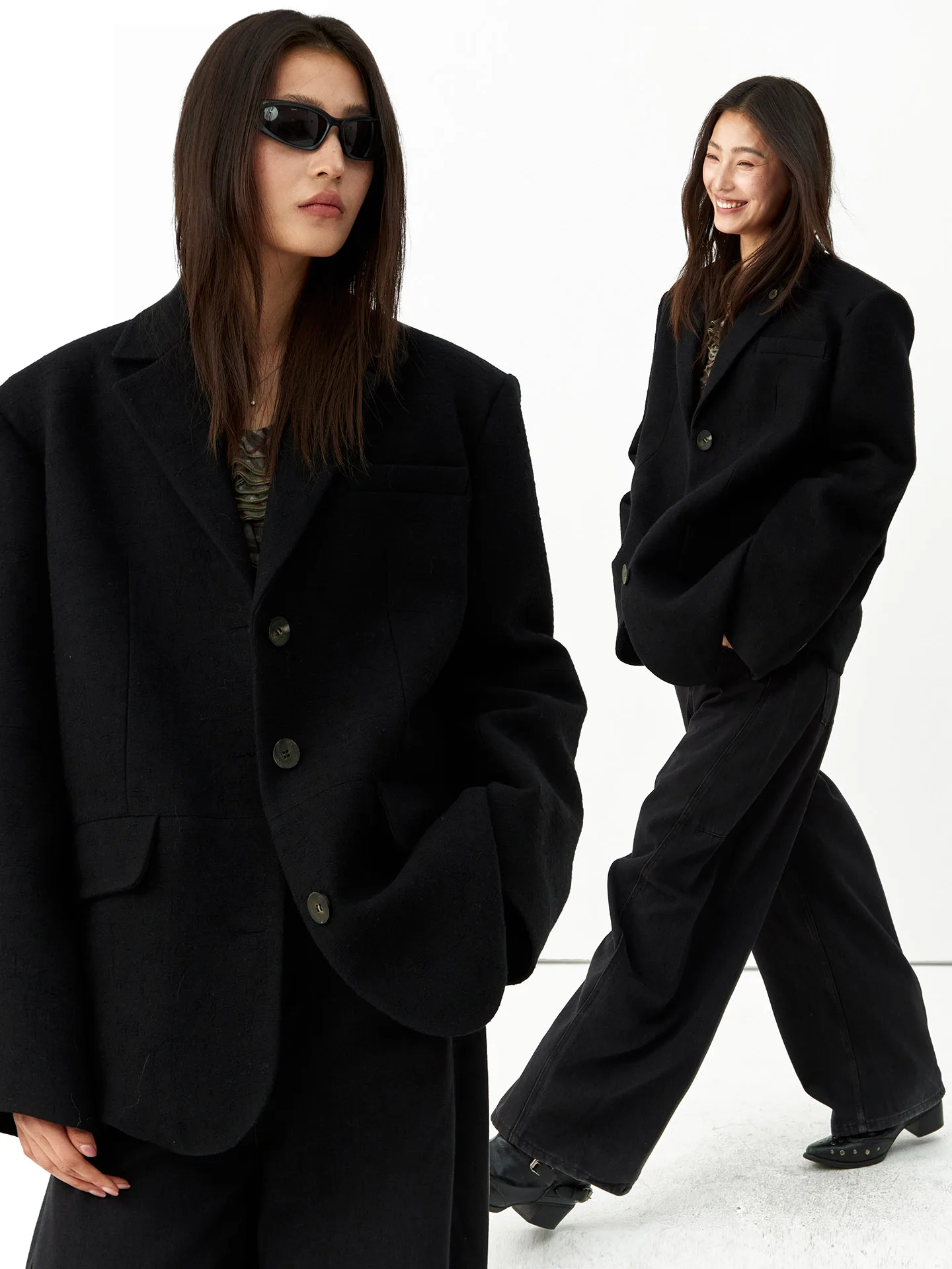 

Оригинальный черный пиджак Loebian оверсайз для женщин, с длинными рукавами, для повседневной носки, высококачественная верхняя одежда из полиэфирного волокна