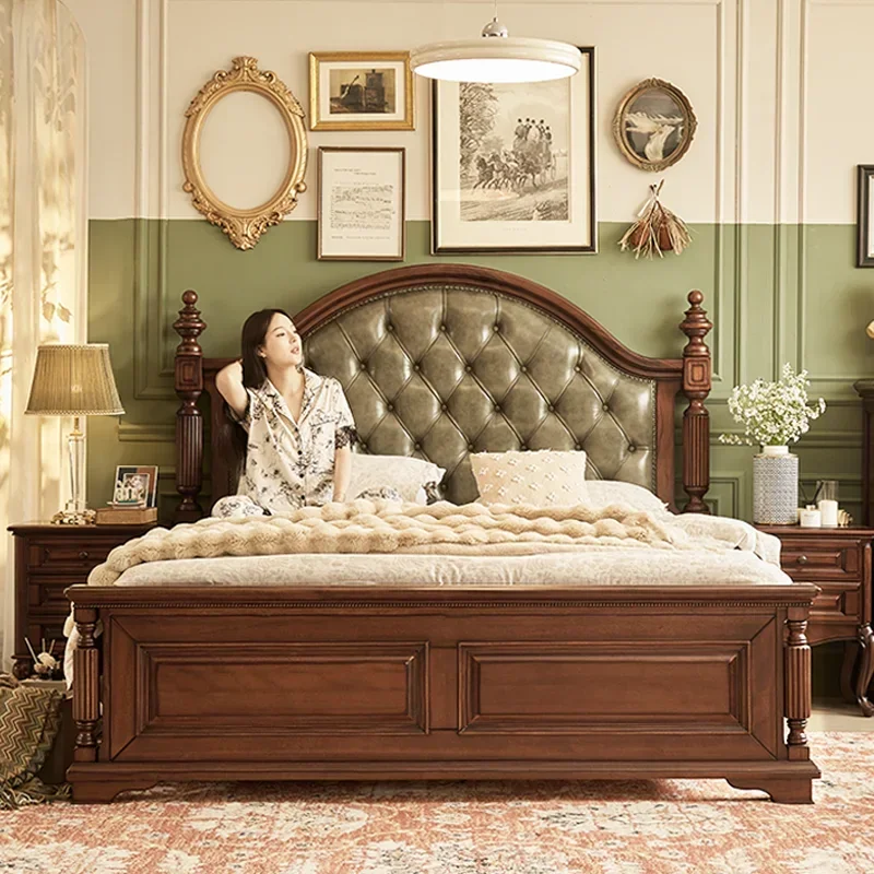 Design Adults Soft Double Bed Luxury Leather Wood Queen Loft Double Bed Bases Frames Lit De Chambre A Coucher Home Furniture
