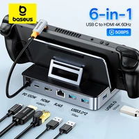 Baseus USB C estación de acoplamiento para Steam Deck para Nintendo Switch tipo C a HDMI 4K @ 60Hz RJ45 Gigabit PD 100W tipo C USB 3,0 Hub