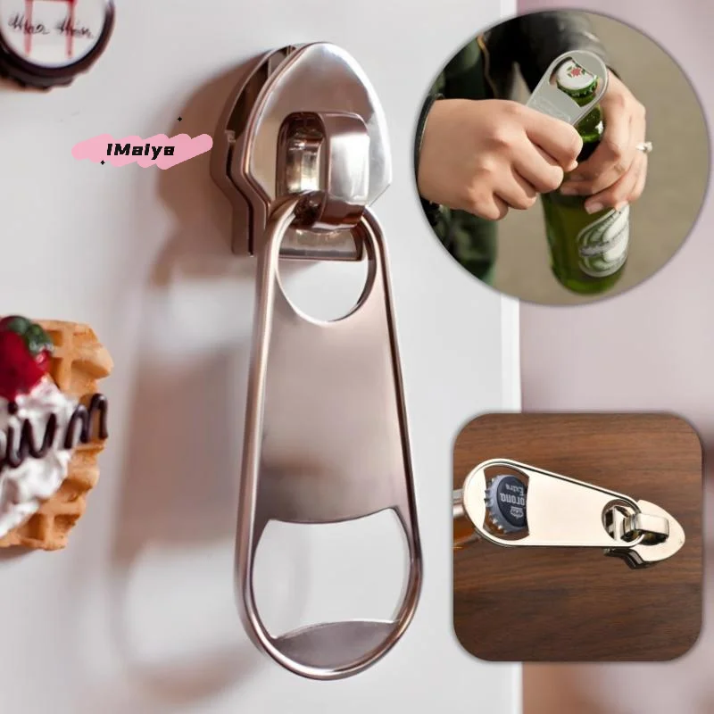 1Pc Creative Large Zipper-shaped Magnetic Beer Bottle Opener with Refrigerator Magnet Functional Home Decorative Item