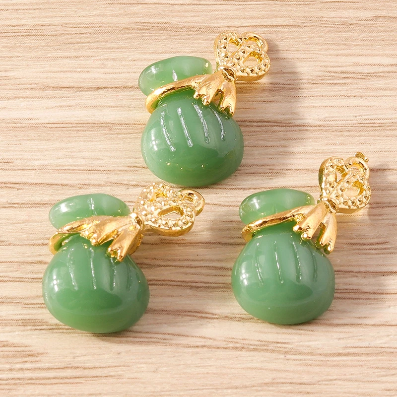 Tusember 10 Stück traditionelle chinesische Glücksbringer aus Jade für die Schmuckherstellung, Ohrringe, Halskette, Armband, DIY – Detail 11