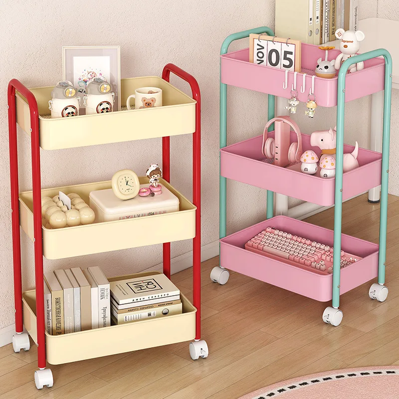 

Съемная тележка для хранения закусок из углеродистой стали, спальня, туалет, кухонная стойка, многослойная мобильная стойка для хранения в общежитии