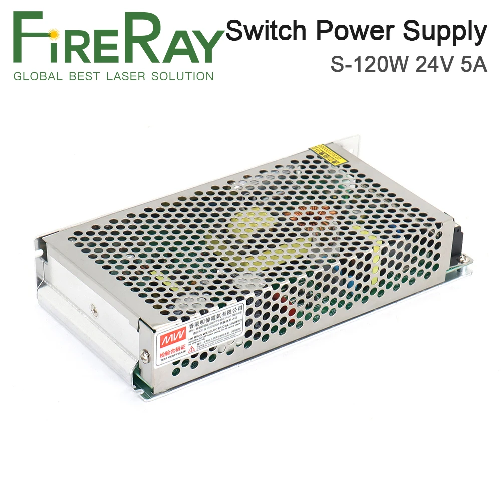 FireRay MeanWell 120W Switch Power Supply S-120-24 24V 5A لوحدة التحكم بالليزر Co2