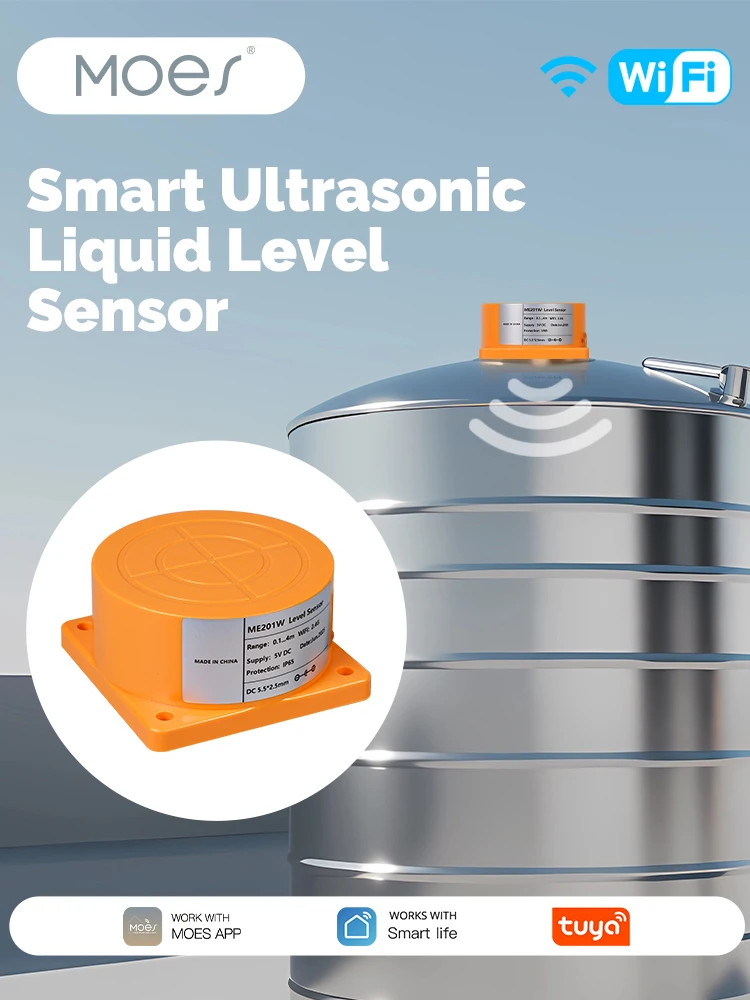 실시간 알람 알림 기능이 있는 WiFi/ZigBee 초음파 수위 감지기 무선 물탱크 수위 센서 IP65 방수