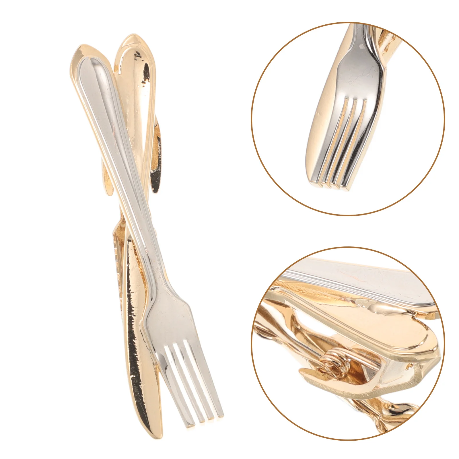 1PC Business Elegance Minimalist Tie Clip Unique Utensil Shaped Men Accessories Secure Grip Professional Look Copper Color