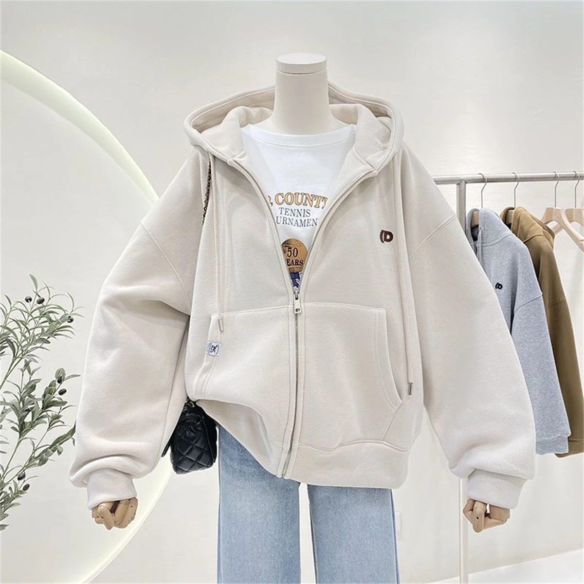 Mode automne solide sweat à capuche haut pour femme décontracté fermeture éclair Y2k solide à capuche Streetwear fille mince veste à capuche femme