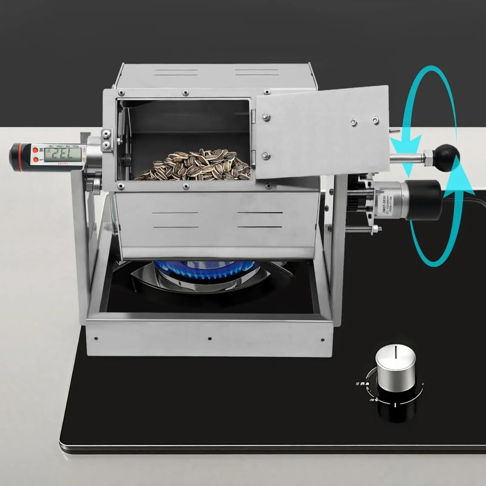 Commercial Coffee Bean Roaster 300-1200g Coffee Bean Baker Drum Type Stainless Steel Roasting Machine for Peanuts, Seeds