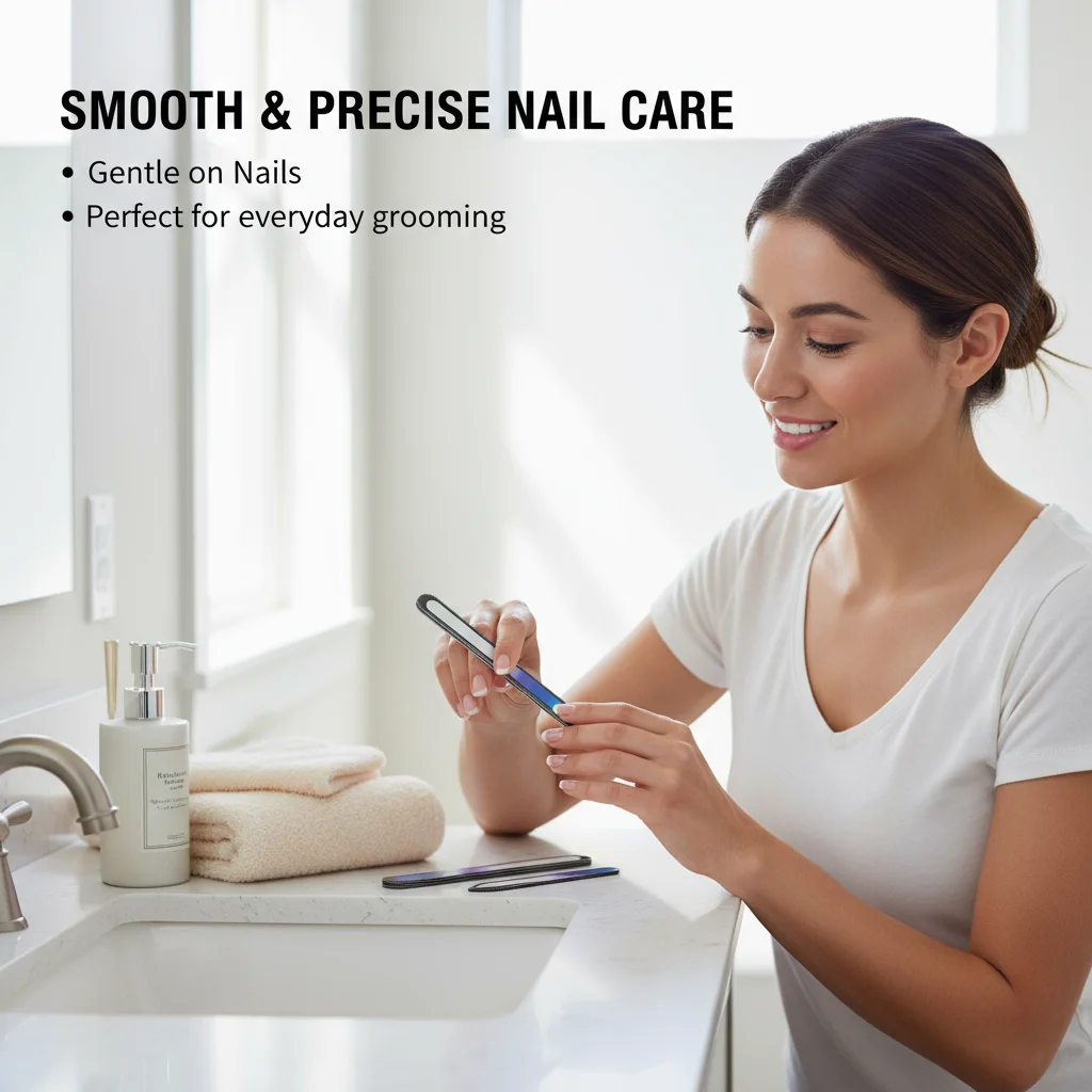 مبرد أظافر زجاجي، مجموعة مبرد أظافر ممتاز مكونة من 3 قطع مع حقيبة، محفور مزدوج الجوانب قابل للغسل للأظافر الطبيعية، هدية مصنوعة يدويًا #6