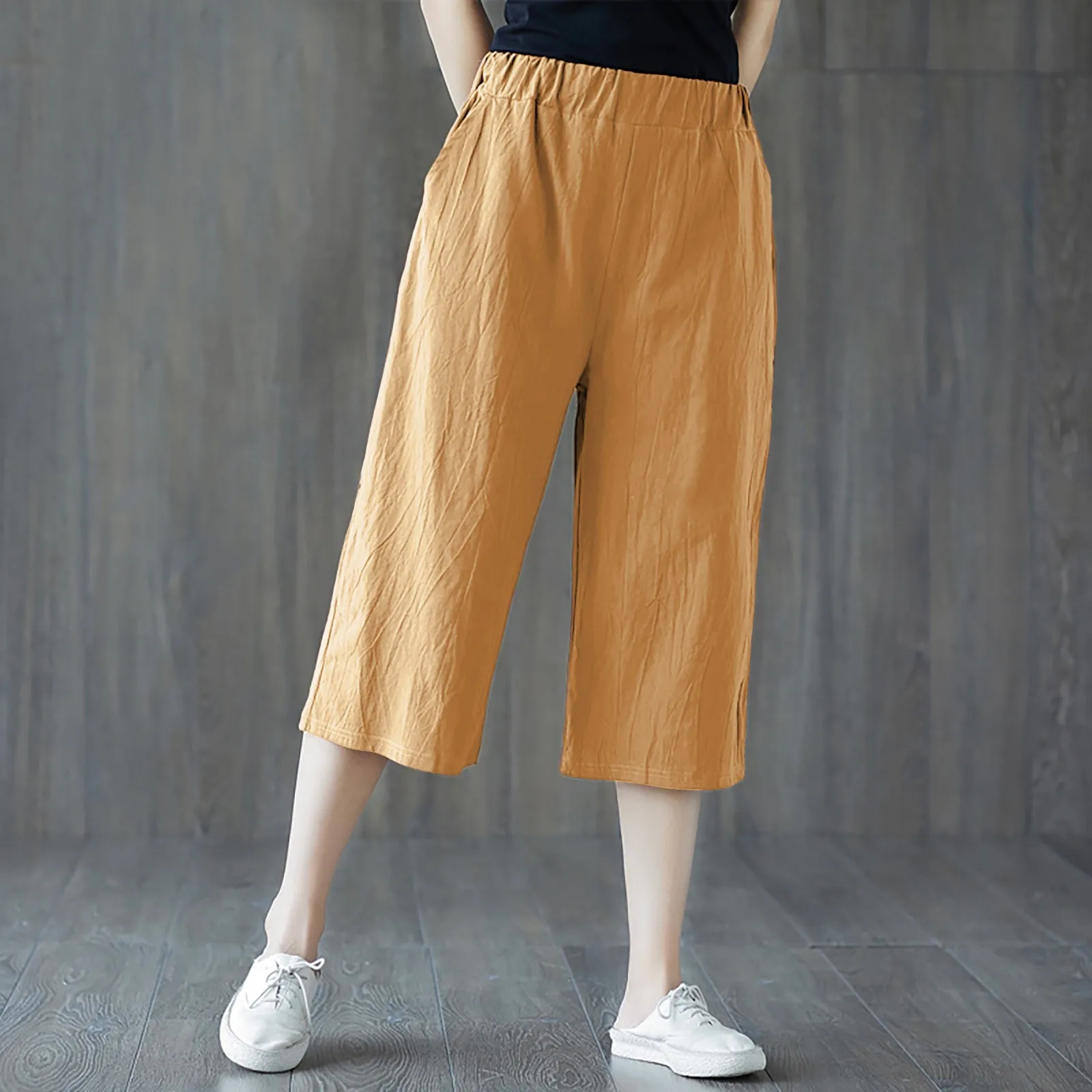 Casual High Waist Leggings Women Loose Cotton Linen Leggings Solid Sweatpants Push Up Leggings Girl Women Clothing Cropped Pants