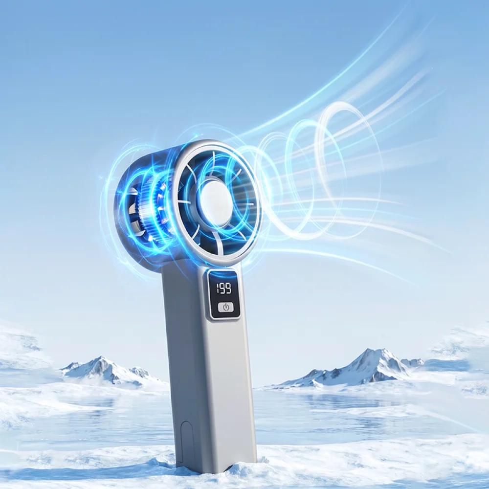 For Ruiyehe Handheld Personal Fan Digital Display Rechargeable USB Blower For Outdoor Hiking Camping Travel Use