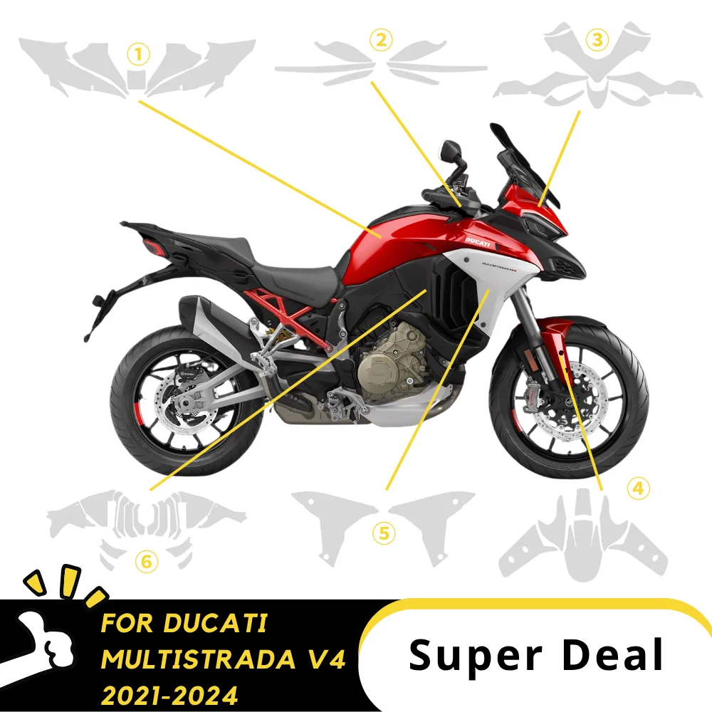 

For Ducati MULTISTRADA V4 Motorcycle PPF TPU Paint Protection Film Multistrada V4 S Accessories Anti-scratch Invisible Protectiv