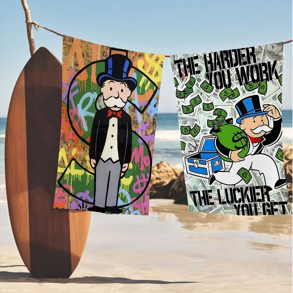 Cartoon Dollar Monopolys Big Microfiber Beach Towels Quick Dry Towel Sand Beach Towels Pool Towel for Travel Swim Pool Yoga