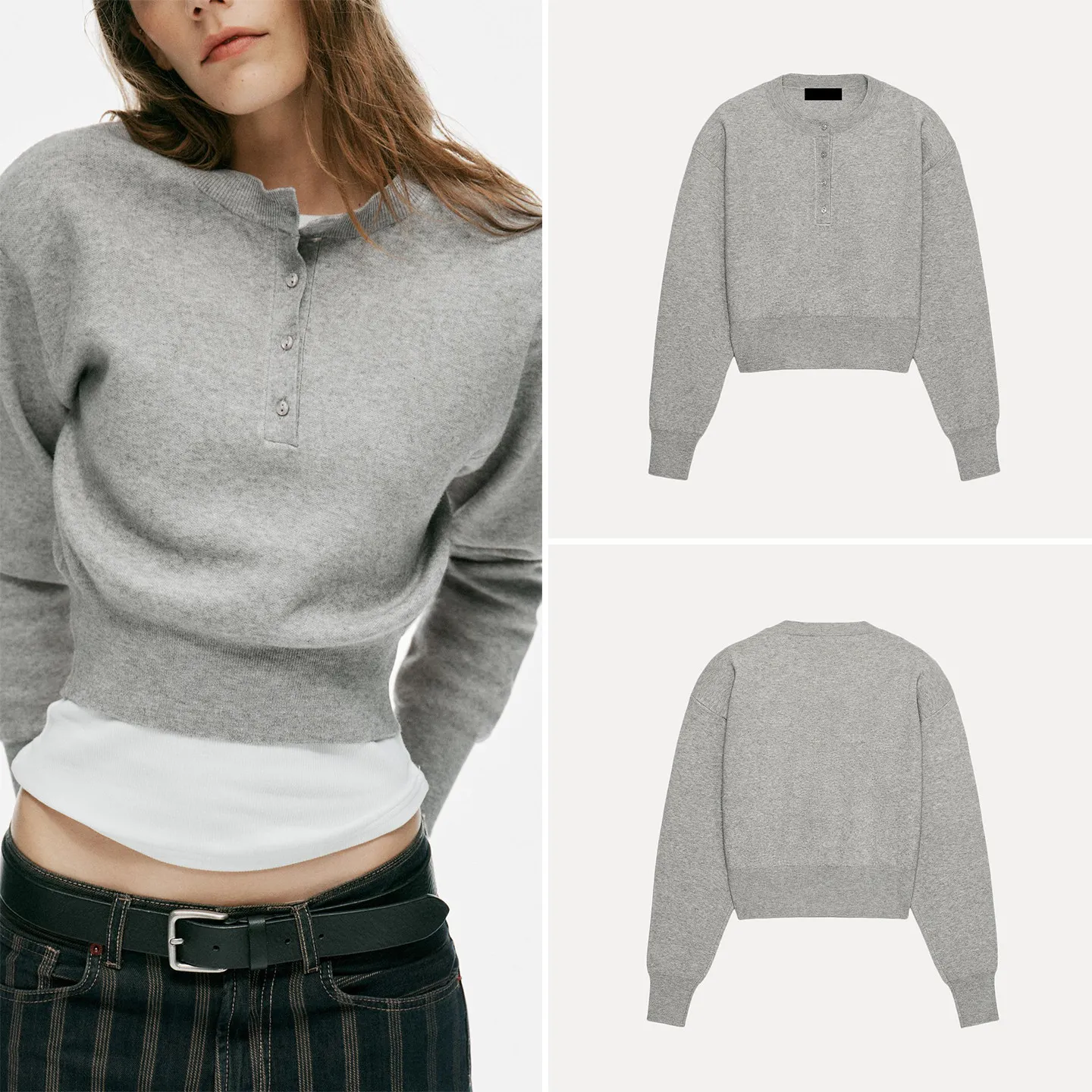 Fashionable round Neck Long Sleeve Short Knitted Sweater Color Women's Autumn Wear ZADATA Brand 2026 New Arrival