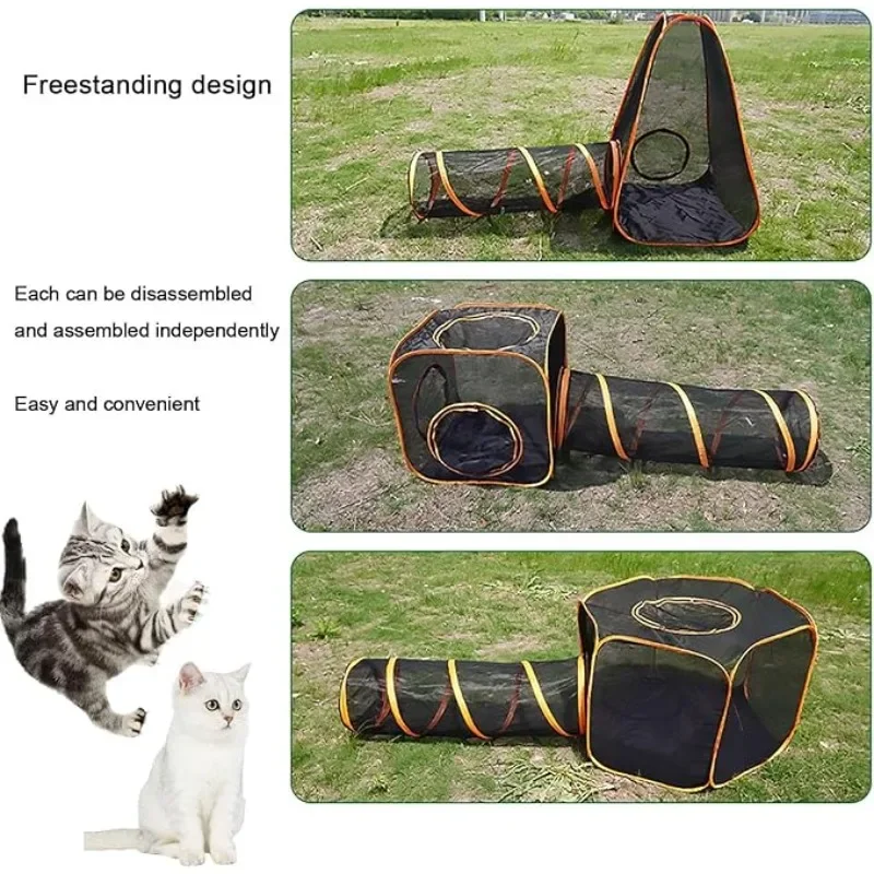 6-in-1 Tent Cat Enclosures with Tunnel for Indoor Outdoor Portable Playpen Play Tents for Cats Dogs Rabbit Ferrets Small Animals view 5