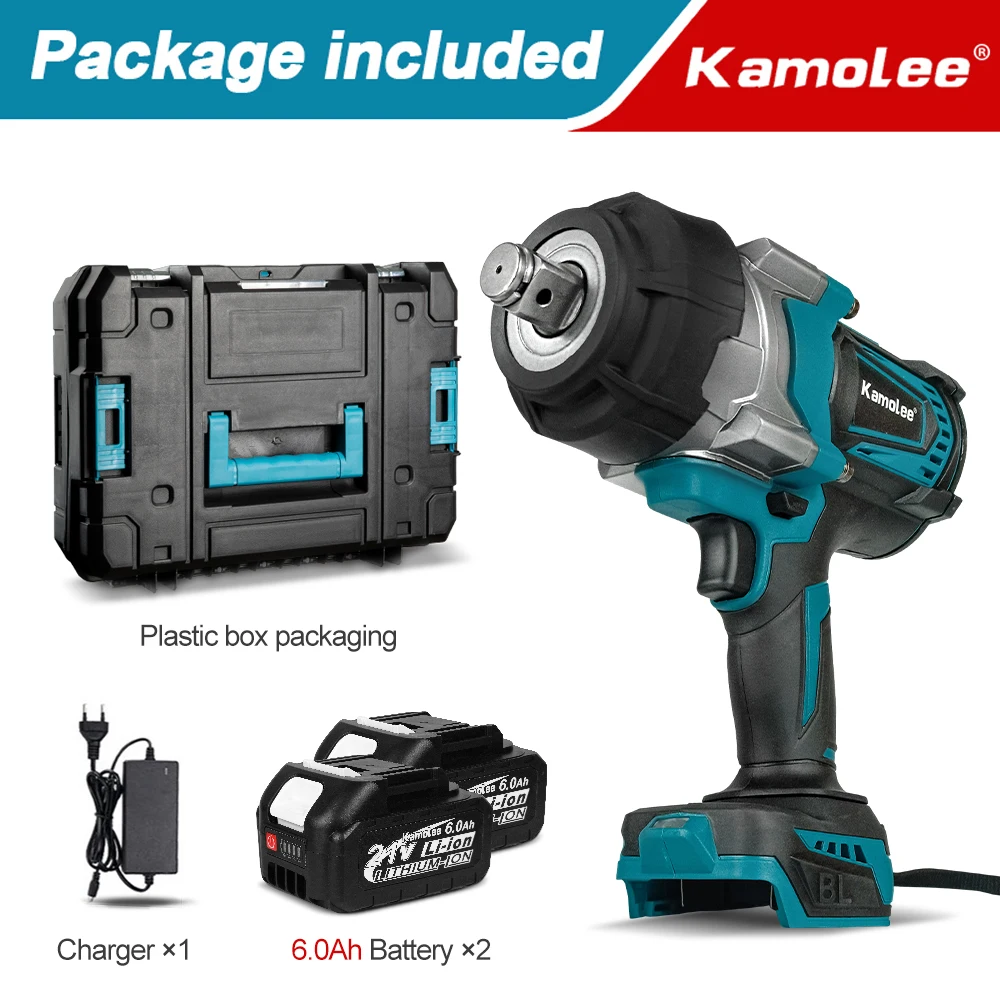 Laag 70%！！Kamolee 4100NM borstelloze slagmoersleutel 3/4 inch elektrisch gereedschap compatibel met 18/21V Kamolee-batterij