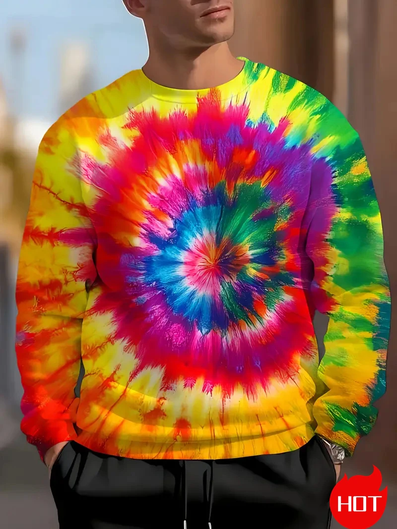 Men's Sweatshirt 3D Printed Vortex Pattern Fashion Trendy Crewneck Sweatshirt Fall Winter New Harajuku Streetwear Large Size Top