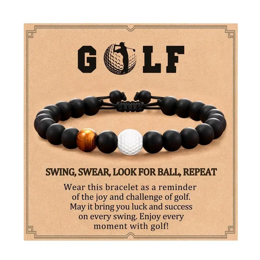 1/5/10/20/50/100pcs Golf Bracelet Tigereye Matte Onyx Protection Good Luck Bracelet Golf Lovers Gift for Family Friends Birthday