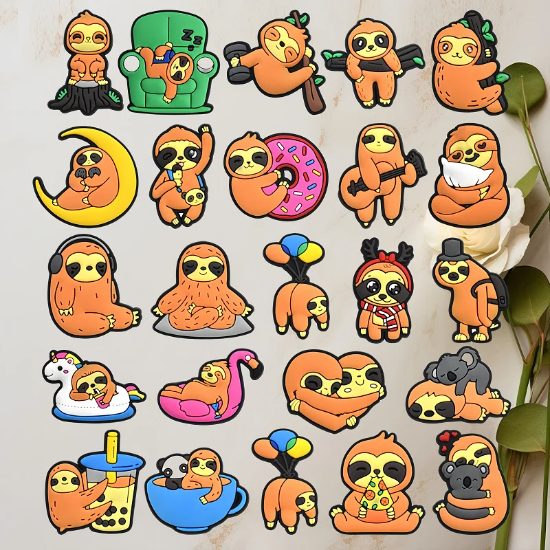 

25 Pieces of Cute Sloth Animal Collection PVC Crocodile charms Unisex Party Gift Shoes Accessories