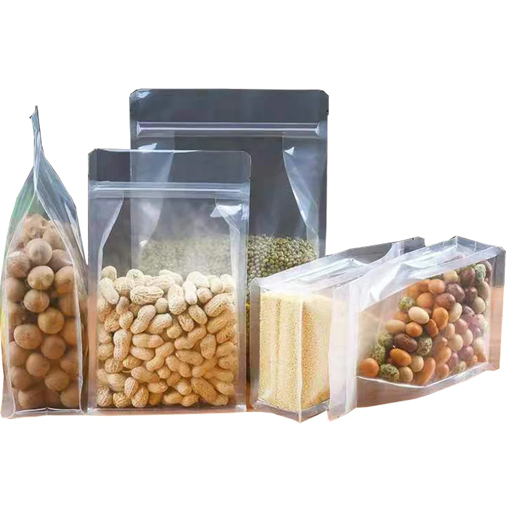 50Pcs/Lot Clear Plastic Zip Lock Stand Up Bag Self Grip Seal Tear Notch Doypack Food Snack Candy Tea Storage Packing Pouches