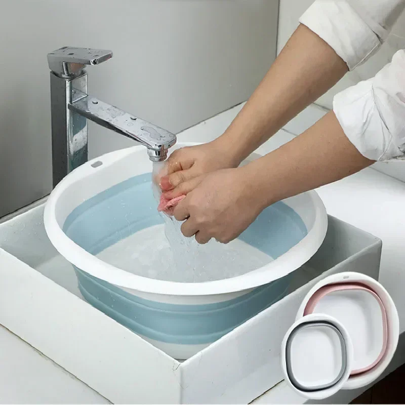 

Folding Basins Portable Wash Basins Folding Laundry Tub Bathroom Kitchen AccessoriesTravel Plastic Folding Wash Basin Two Models