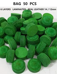 Bag 50 pcs 14mm or 12mm Green Color 6 Layers Pool Carom Cue Tip