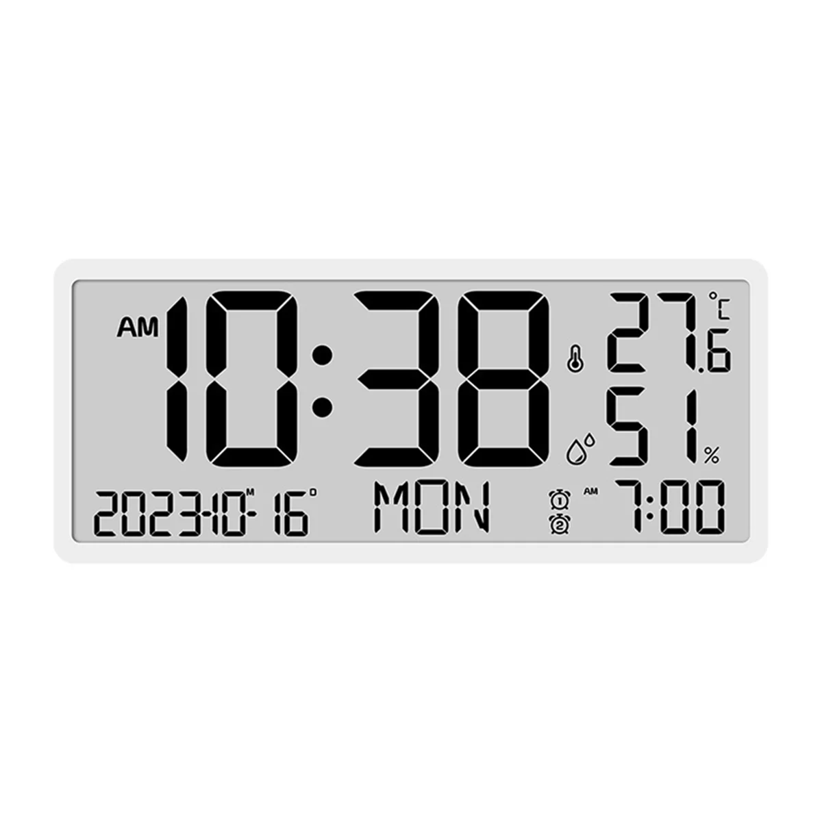 LCD Digital Alarm Clock with Temperature Sensor Desktop & Wall Mountable Manual & Automatic Display Adjustability-B