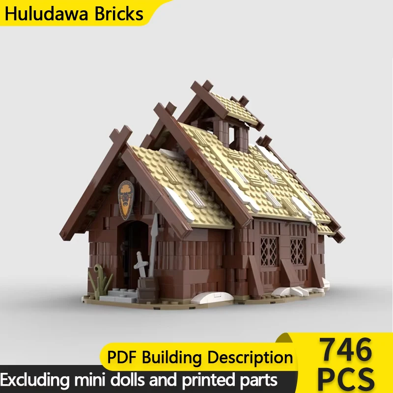 Street View Model MOC Building Bricks Viking Longhouse Wooden House Modular Technology Gifts Holiday Assemble Children Toys Suit