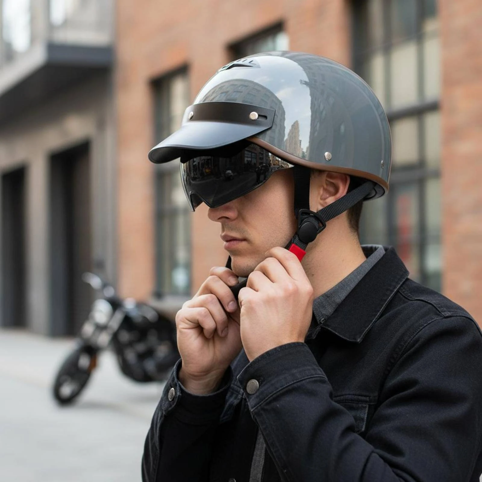 Half Helmet Lightweight Half Face Helmet Safety Gear Padded Interior Head Protection Fixed Brim