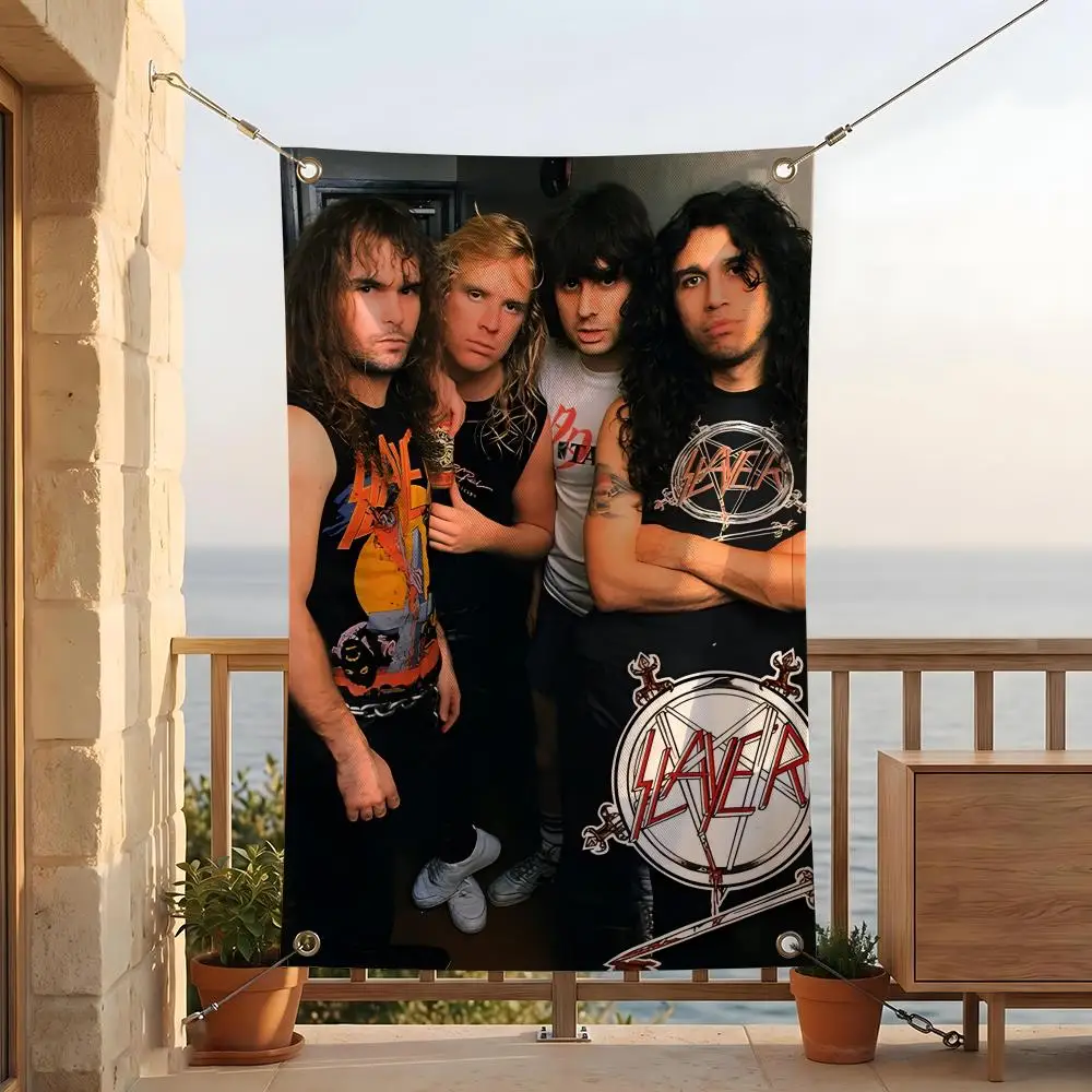 Music S-Slayer Flags Cozy Yard Flag 4 Grommets Waterproof Durable Lightweight