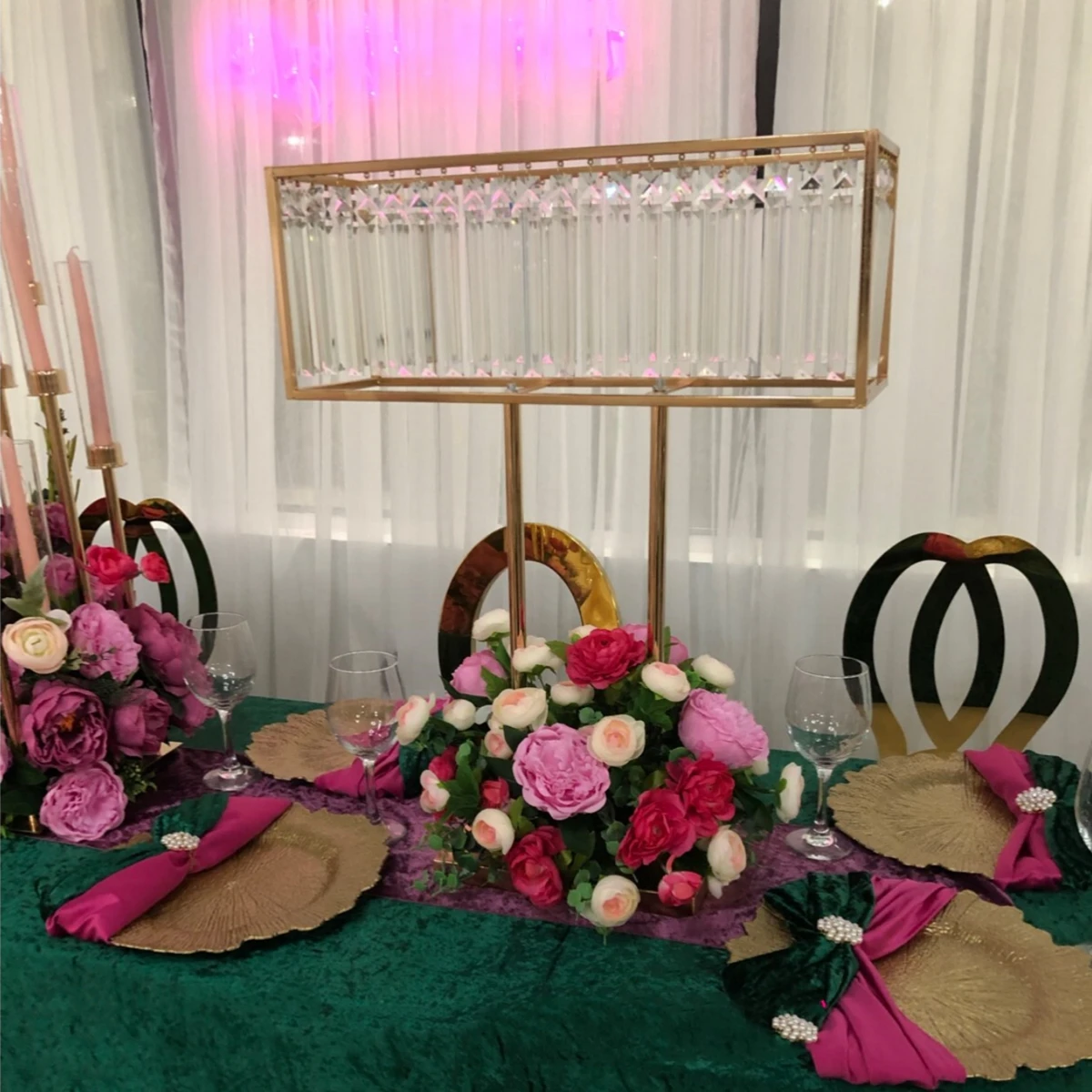 

8pcs) Metal Gold Flower Stands Centerpieces Wedding Table Centerpiece Tall Crystal Road Lead Flower Rack Even 2679