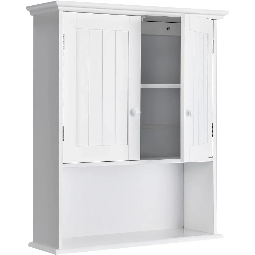 

Good White Wall Mount Bathroom Cabinet Wooden Medicine Cabinet Storage Organizer with 2-Doors&1-Shelf Wall Cabinet,Fast deliver