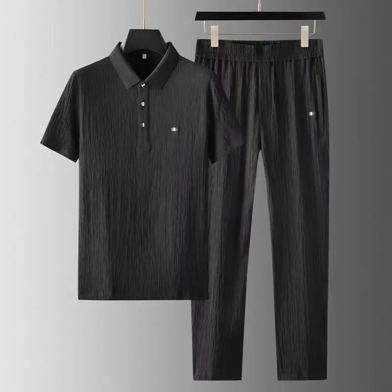 Clothes For Men summer lapel embroidered POLO shirt two-piece handsome short sleeve casual sports suit