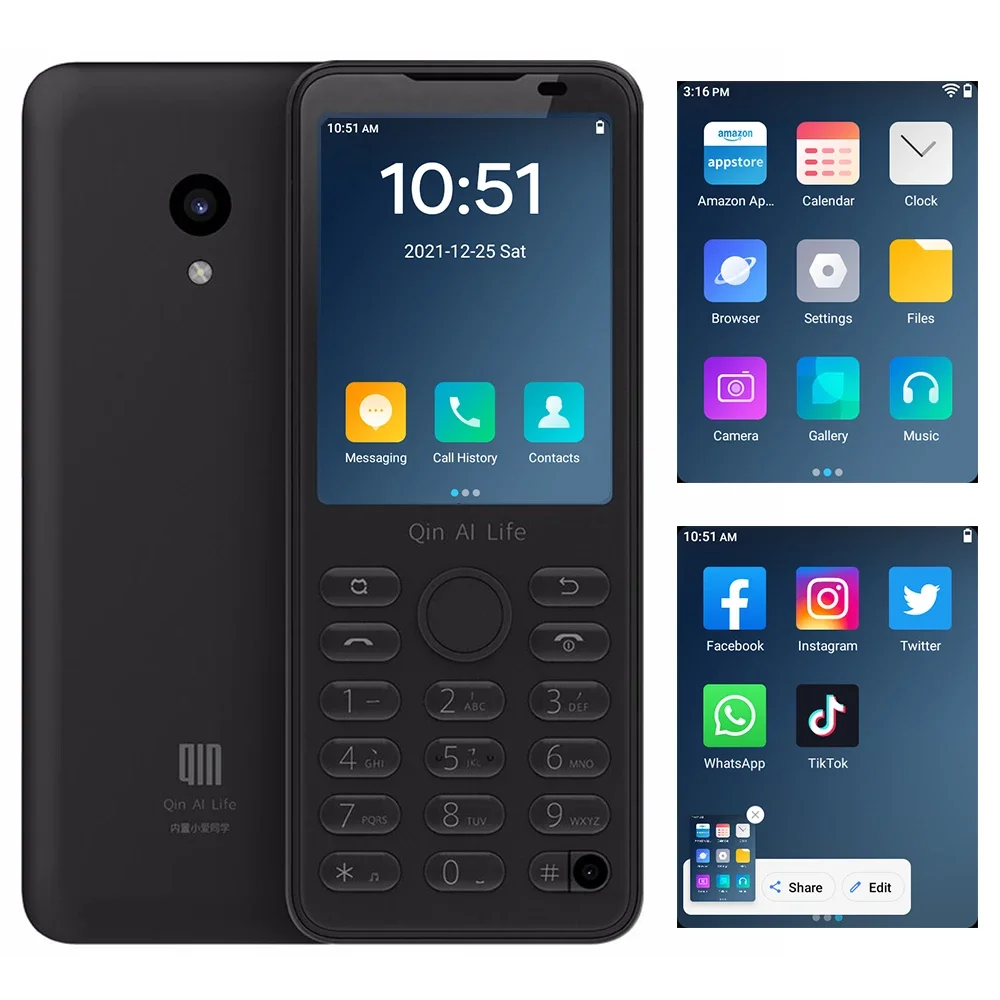 Qin F21 Pro 4G Smart Touch Screen Phone Android11 3GB+32GB BT5.0 2120mAh Battery 5MP Support Google Global Version-Mobile Phone