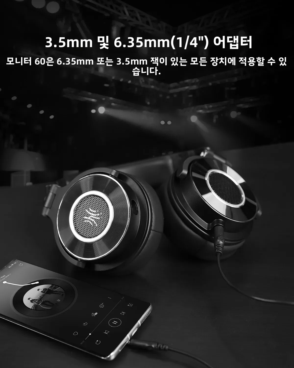 원오디오 모니터 60 유선 하이파이 헤드폰 전문 스튜디오 DJ 헤드폰 스테레오 오버이어 헤드셋 하이레스 오디오 마이크 포함