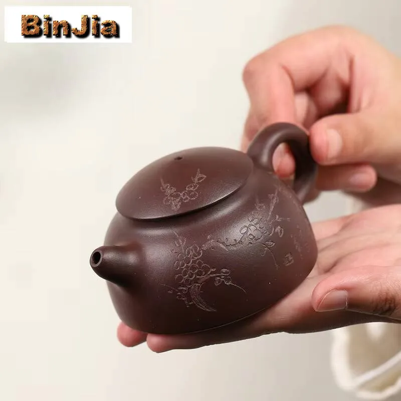 

130ml Exquisite Yixing Purple Clay Teapots Handmade Plum Blossom Old Fisherman Pot Raw Ore Mud Kettle Zisha Tea Set Gift Craft